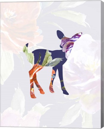 Framed Purple Floral Fawn Print