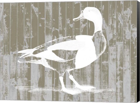 Framed Woodgrain Fowl I Print