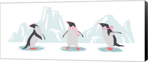 Framed Minimalist Penguin Trio, Girls Print