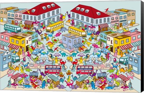 Framed Dino Town Print