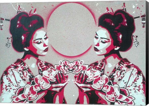 Framed Mirror Geisha Print