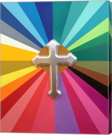 Framed Rainbow Cross Print