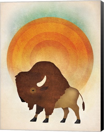 Framed Blazing Sun Bison Print