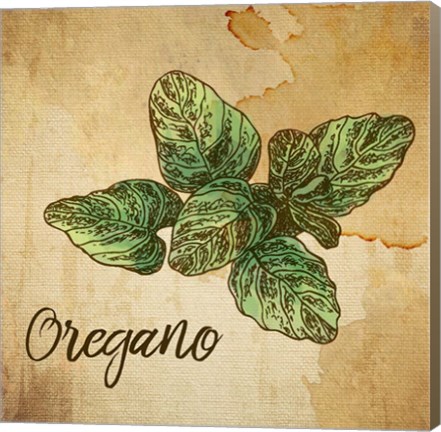 Framed Oregano on Burlap Print