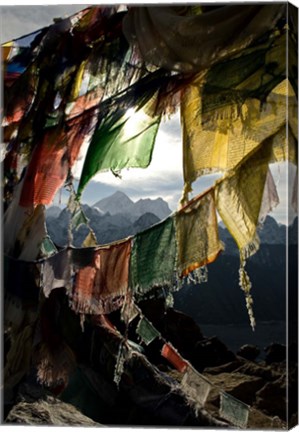 Framed Prayer flags on Summit of Gokyo Ri, Everest region, Mt Everest, Nepal Print