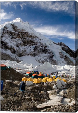 Framed Tents Scattered along Khumbu Glacier,  Mt Everest, Nepal Print