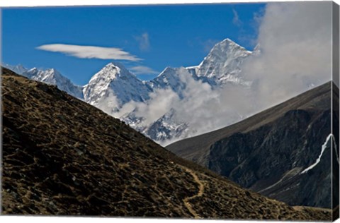 Framed Everest Base Camp Trail snakes along the Khumbu Valley, Nepal Print