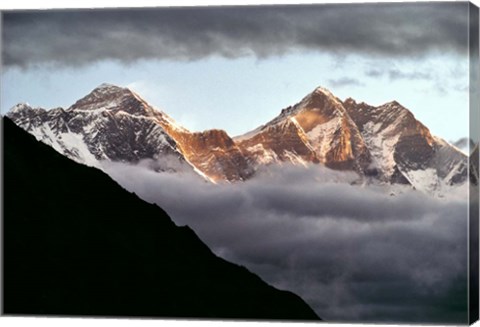 Framed Nepal, Sagarmatha NP, Mt Everest, Lotse and Nuptse Print