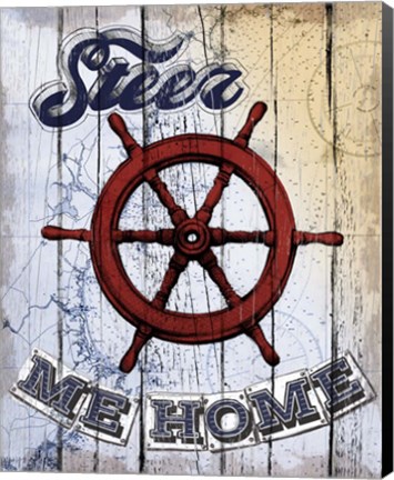 Framed Shipwheel Print