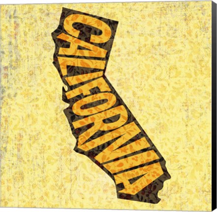 Framed California on Pattern Print