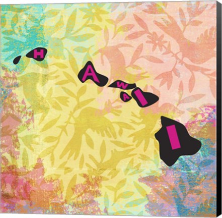 Framed Hawaii on Pattern Print