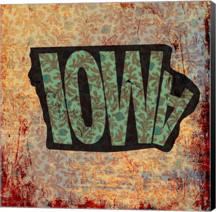 Framed Iowa on Pattern Print