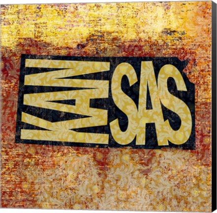 Framed Kansas on Pattern Print