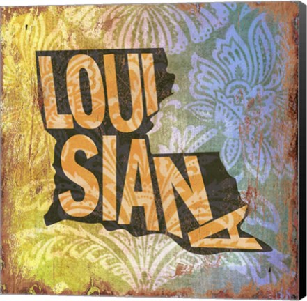 Framed Louisiana on Pattern Print