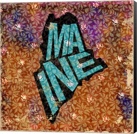 Framed Maine on Pattern Print