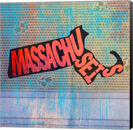 Framed Massachusetts on Pattern Print