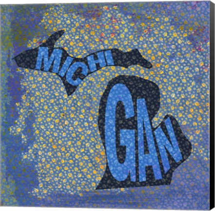 Framed Michigan on Pattern Print