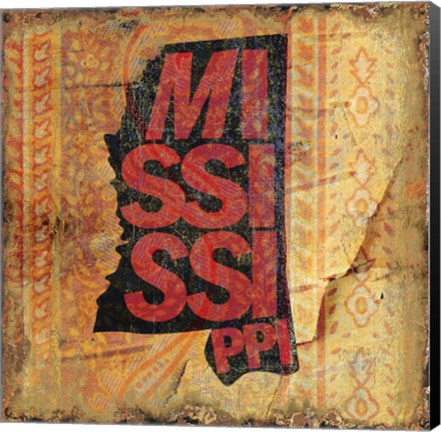 Framed Mississippi on Pattern Print