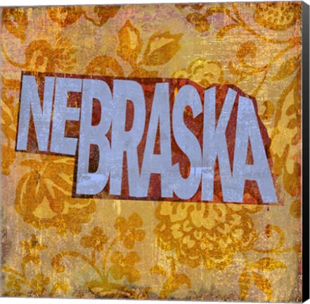 Framed Nebraska on Pattern Print