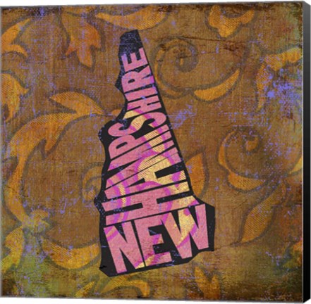 Framed New Hampshire on Pattern Print