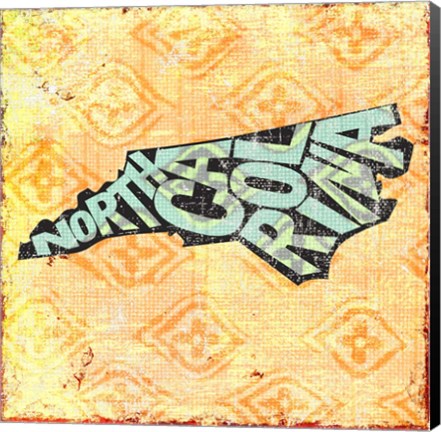 Framed North Carolina on Pattern Print