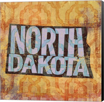Framed North Dakota on Pattern Print