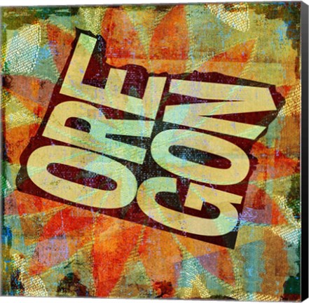 Framed Oregon on Pattern Print