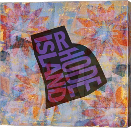 Framed Rhode Island on Pattern Print