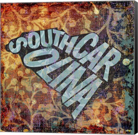 Framed South Carolina on Pattern Print