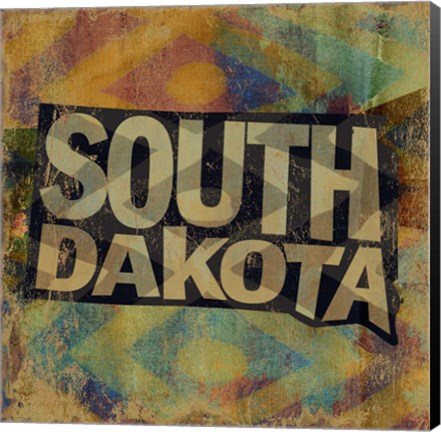 Framed South Dakota on Pattern Print