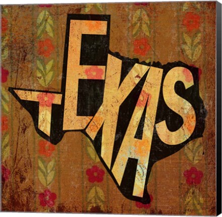 Framed Texas on Pattern Print