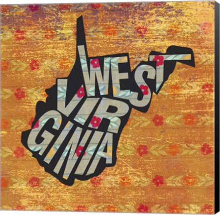 Framed West Virgina on Pattern Print