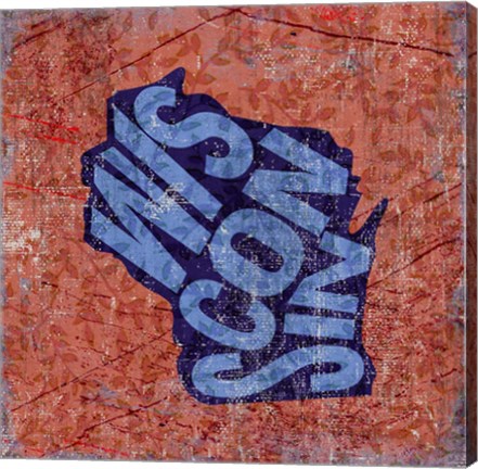 Framed Wisconsin on Pattern Print