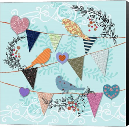 Framed Birds and Hearts Print