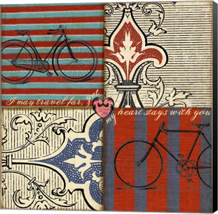 Framed Bicycle Damask Print