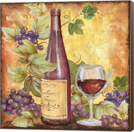Framed Grapevine &amp; Wine Red Print