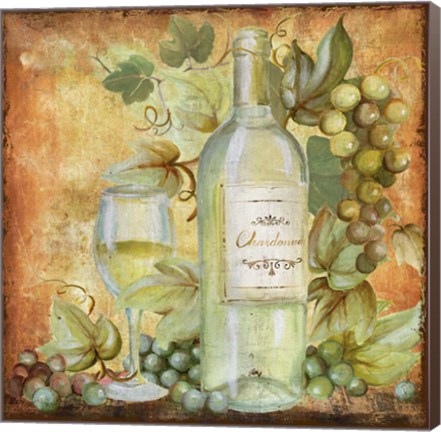 Framed Grapevine &amp; Wine White Print