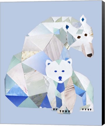 Framed Polar Bears Gray Print
