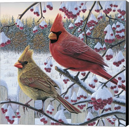 Framed Winter Cardinals Print