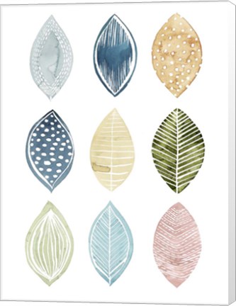 Framed Patterned Leaves I Print