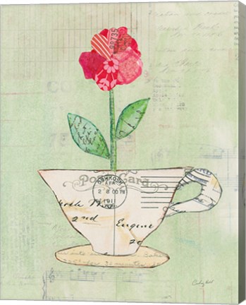 Framed Teacup Floral I on Print Print