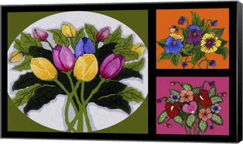 Framed Flower Collage Print