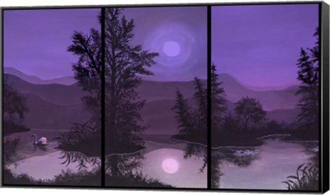 Framed Swan Lake In Pink And Purple Print