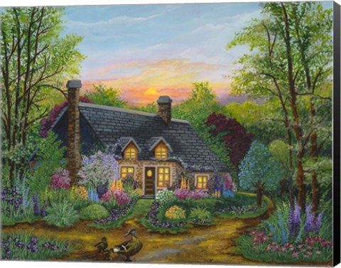 Framed Sunset Cottage Print