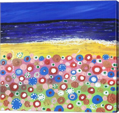 Framed Flowers by the Beach Print