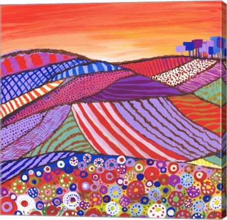 Framed Patchwork Fields In Scotland Print