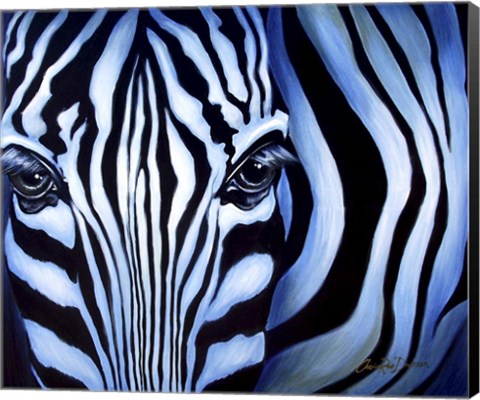 Framed Blue Zebra Print