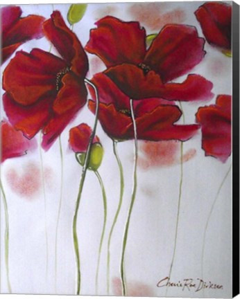 Framed Red Poppies on White Print