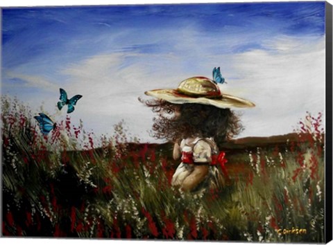 Framed Heather with Butterflies Print