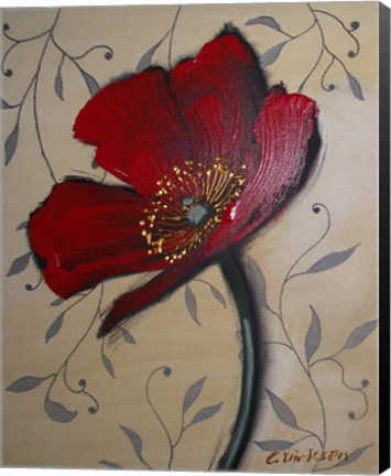Framed Single Red Poppy Print